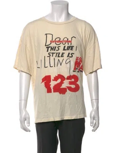 Pre-owned Rivington Roi Rebis Graphic Print Crew Neck T-shirt In Neutrals