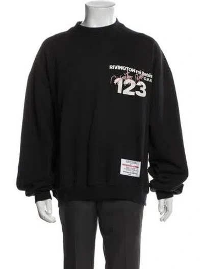 Pre-owned Rivington Roi Rebis Graphic Print Mock Neck Pullover In Black