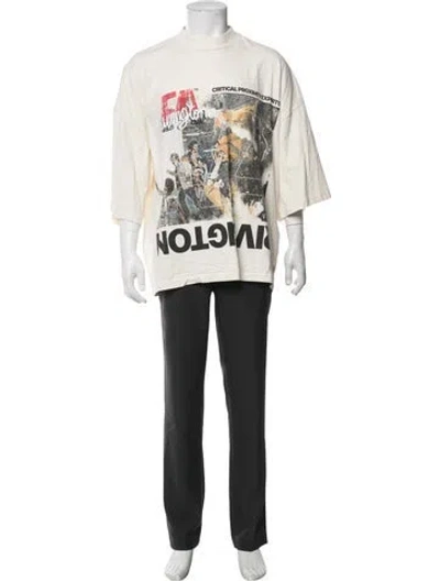 Pre-owned Rivington Roi Rebis Graphic Print Mock Neck T-shirt In Black/neutrals