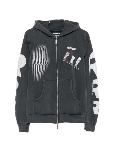 Rivington Roi Rebis Graphic-print Zip-up Hoodie In Gray