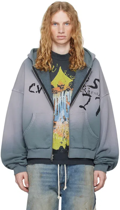Rivington Roi Rebis Gray Inri Zip Hoodie In Grail Grey