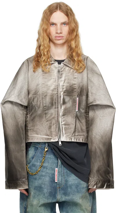 Rivington Roi Rebis Gray Rose Trucker Jacket In Bowery