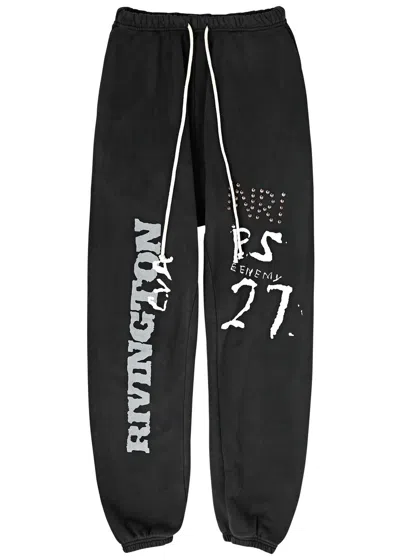 Rivington Roi Rebis Inri Printed Cotton Sweatpants In Black