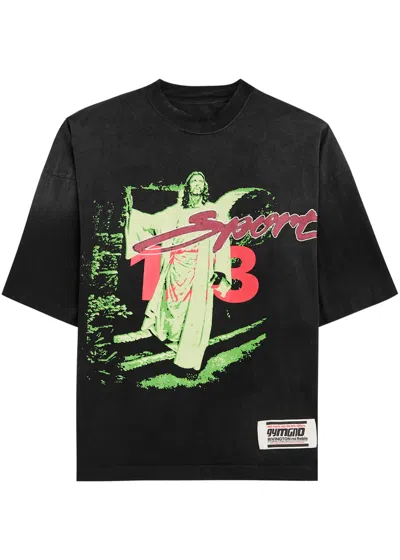 Rivington Roi Rebis Jesus Sport Printed Cotton T-shirt In Black