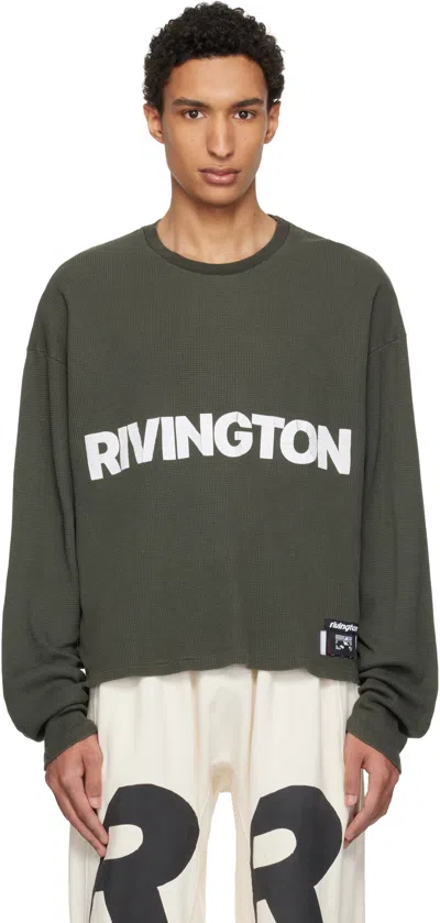 Rivington Roi Rebis Khaki 'anti Death' Thermal T-shirt In Green
