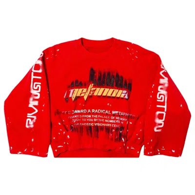 Pre-owned Rivington Roi Rebis Radical Paper Rose Crewneck 'meta Red' | Men's Size L
