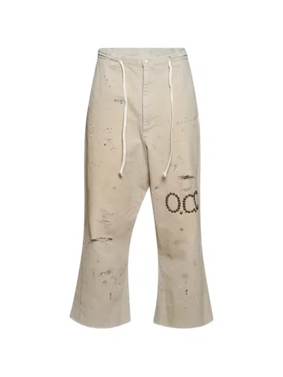 Rivington Roi Rebis Raw He Distressed Studded Trousers In Neutral