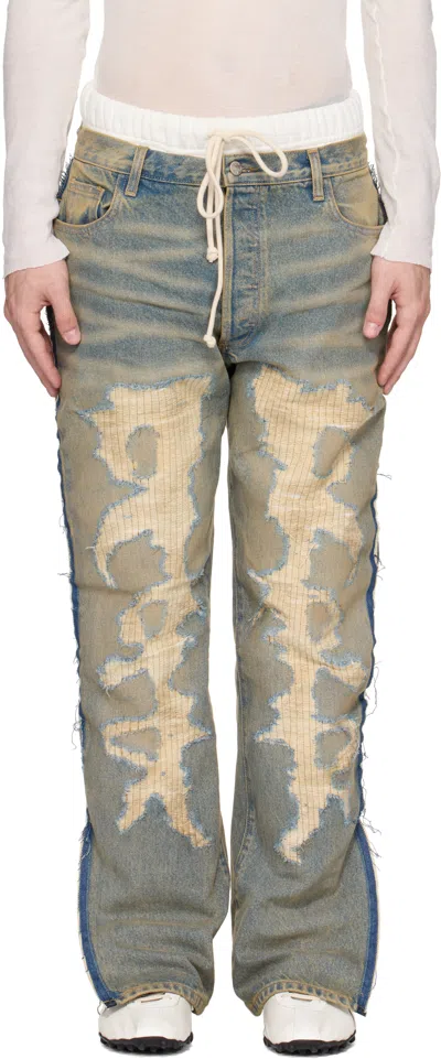 Rivington Roi Rebis White & Blue Fathers Garden Fara-c Jeans