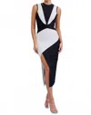 Rivir Arie Bandage Colorblock Midi Dress In Black In Black