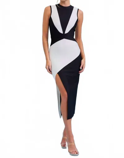 Rivir Arie Bandage Colorblock Midi Dress In Black