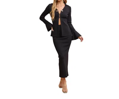 Rivir Bliss Knit Back Slit Maxi Skirt In Black