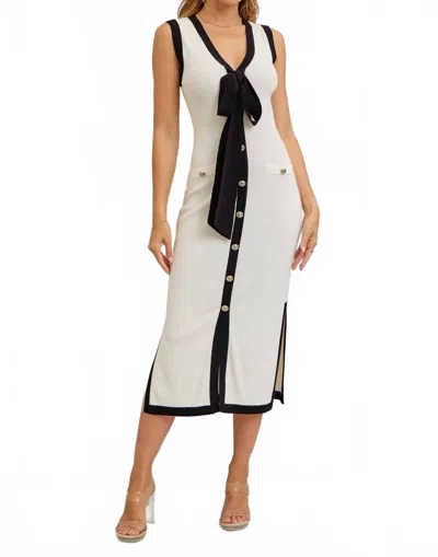 Rivir Bowed Sleeveless Knit Midi Dress In Ivory In White