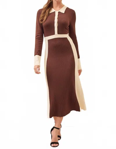 Rivir Brunch Date Dress In Brown/cream