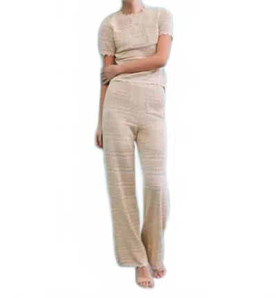Rivir Élégie Pointelle Knit Wide Leg Pants With Patch Pockets In Natural In White