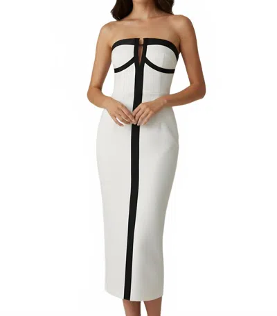 Rivir Layla Strapless Pencil Dress In Black / White In Multi
