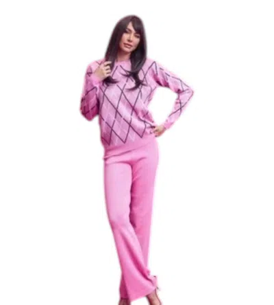 Rivir Lia Checkered Knit Set In Pink
