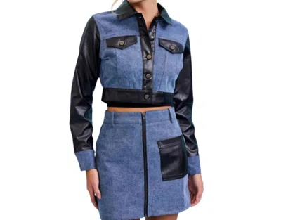 Rivir Quinn Contrast Denim Jacket In Denim/black