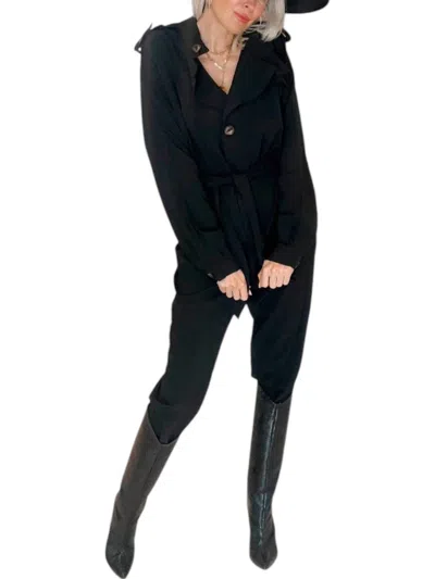 Rivir Roll Up Sleeve Jumpsuit In Black
