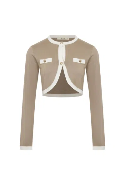 Rivir Women's 2 Tone Shrug Set In Beige/white In Brown