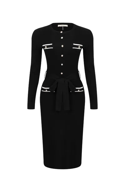 Rivir Women's Collarline Knit Midi Dress In Black