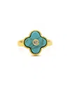 Rivka Friedman Turquoise Clover Ring In Blue