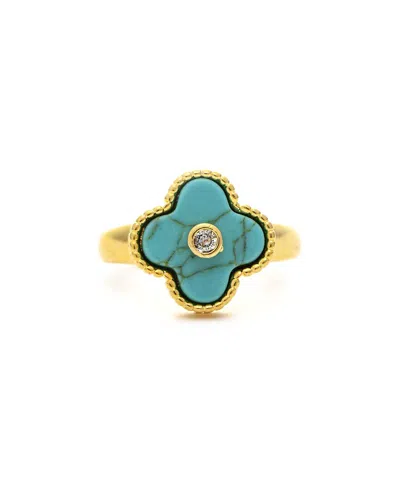 Rivka Friedman Turquoise Clover Ring In Blue