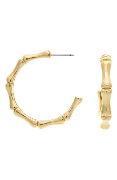 RIVKA FRIEDMAN RIVKA FRIEDMAN 18K GOLD CLAD BAMBOO SHAPE HOOP EARRINGS