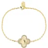 Rivka Friedman 18k Gold Clad Pavé Cz Clover Charm Bracelet In Gold