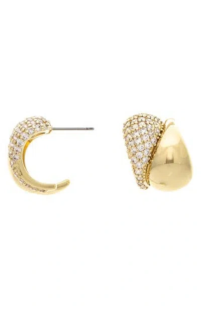 Rivka Friedman 18k Gold Clad Pavé Cz Half Hoop Earrings