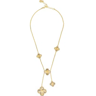 Rivka Friedman 18k Gold Plated Cubic Zirconia Clover Station Y-necklace In Neutral