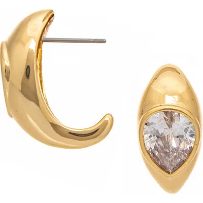 Rivka Friedman 18k Gold Plated Cubic Zirconia Huggie Hoop Earrings