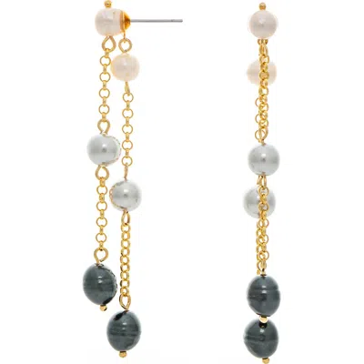 Rivka Friedman 18k Gold Plated Faux Pearl Chain Drop Earrings