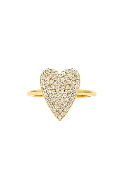 RIVKA FRIEDMAN RIVKA FRIEDMAN 18K GOLD PLATED PAVÉ CUBIC ZIRCONIA HEART RING