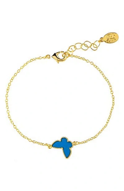 Rivka Friedman 18k Gold Plated Turquoise Butterfly Bracelet In 18k Gold Clad