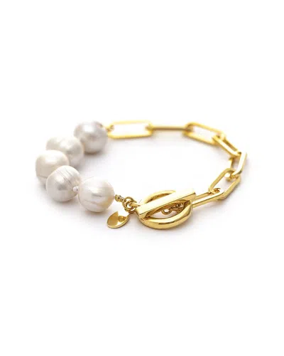 Rivka Friedman 18k Plated 12mm Pearl Bracelet In Gold