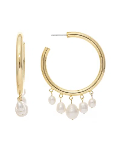 Rivka Friedman 18k Plated 12mm Pearl Earrings