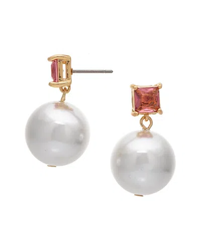 Rivka Friedman 18k Plated 15mm Pearl Cz Earrings In Multi