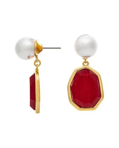 Rivka Friedman 18k Plated 3-4mm Pearl Statement Earrings In Burgundy