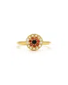 Rivka Friedman 18k Yellow Gold Plated Evil Eye Ruby Crystal Cubic Zirconia Ring In Gold