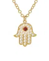 Rivka Friedman 18k Plated Cz & Crystal Hamsa Necklace