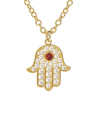 Rivka Friedman 18k Plated Cz & Crystal Hamsa Necklace