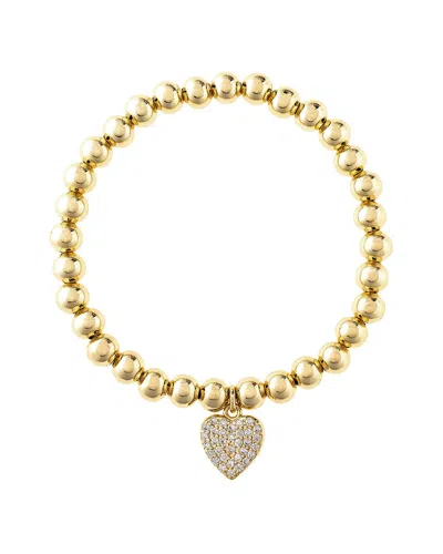 Rivka Friedman Pavé Heart Charm Beaded Bracelet In 18k Gold Clad