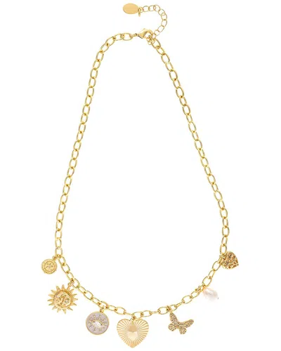 Rivka Friedman 18k Plated Cz Charm Necklace In Gold