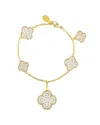 Rivka Friedman 18k Plated Cz Clover Bracelet