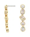 Rivka Friedman 18k Gold Clad Bezel Set Cz Linear Drop Earrings In Brown