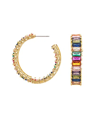 Rivka Friedman 18k Plated Cz Hoop Earrings In Gold