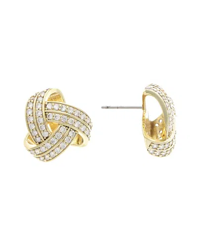 Rivka Friedman 18k Plated Cz Knot Earrings In Gold