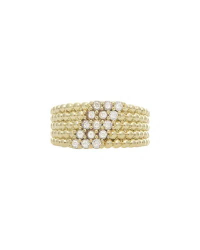 Rivka Friedman 18k Plated Cz Millwork Ring In Gold