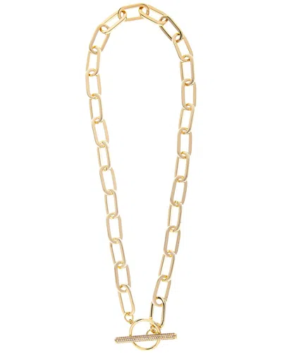 Rivka Friedman 18k Plated Cz Paperclip Chain Neckl In Gold