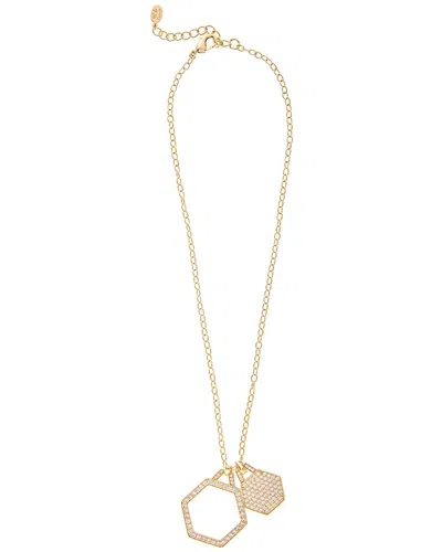 Rivka Friedman 18k Gold Plated Cz Hexagon Pendant Necklace In 18k Gold Clad